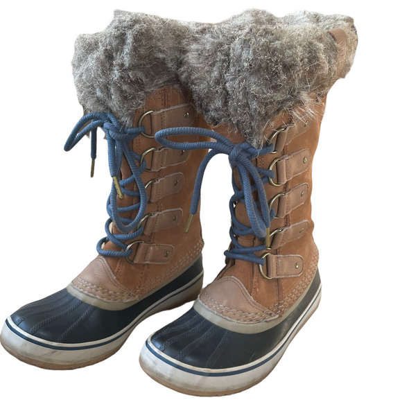 Sorel Joan Of Arctic Tan and Blue  Lace Up Boots  - Size 5.5 - Picture 3 of 16